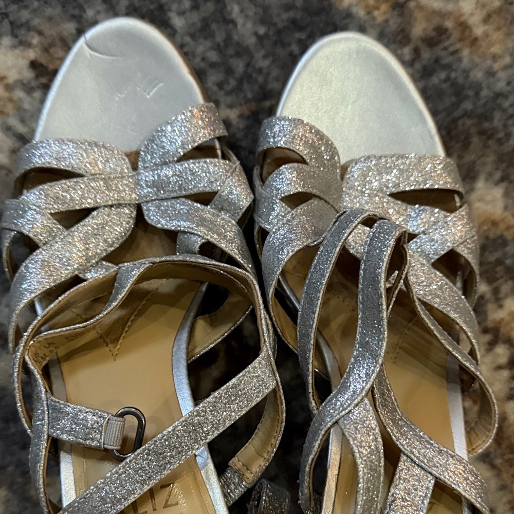 Naturalizer Sparkling Silver Strappy Heels - Picture 3 of 3